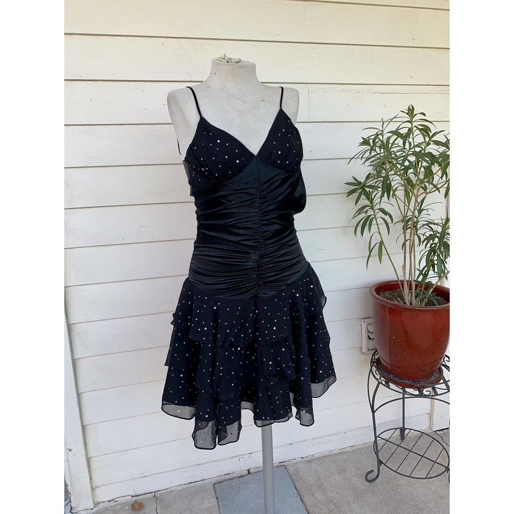 Vintage Betsey Johnson 90 2000 y2k Dress Midi Slip Silk Sexy Ruffle Ruched Rhine - Picture 4 of 10